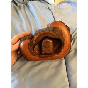 Vtg Hand Carved Wooden Trinket  Box With Drawers By Spancraft Live Edge